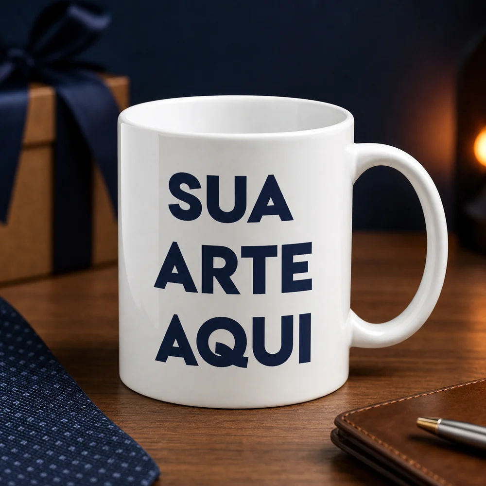Mockup da caneca branca personalizada com foto, frase ou logo 325 ml