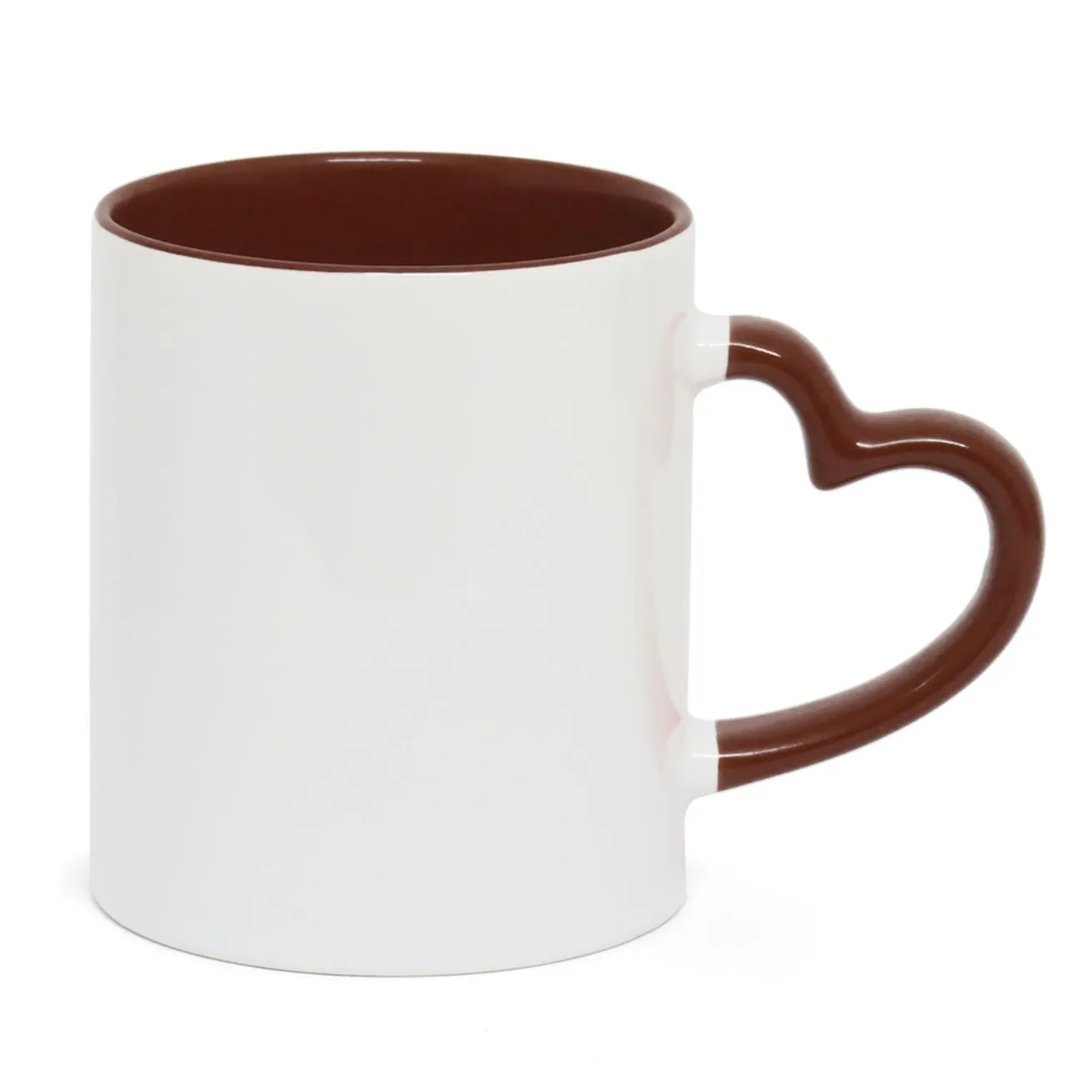 Caneca alça de Coracao e Interior Marrom