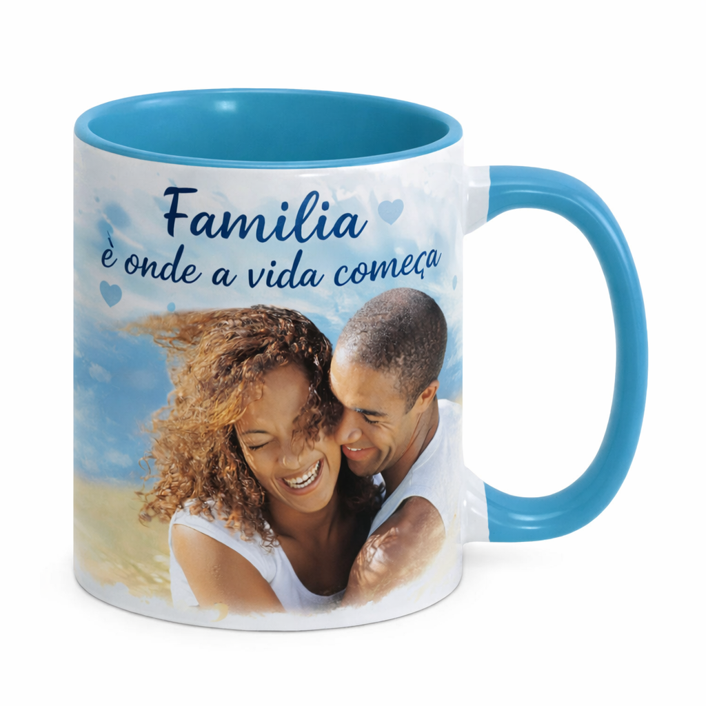 Caneca Alça e interior Azul  - AT Presentes São Paulo