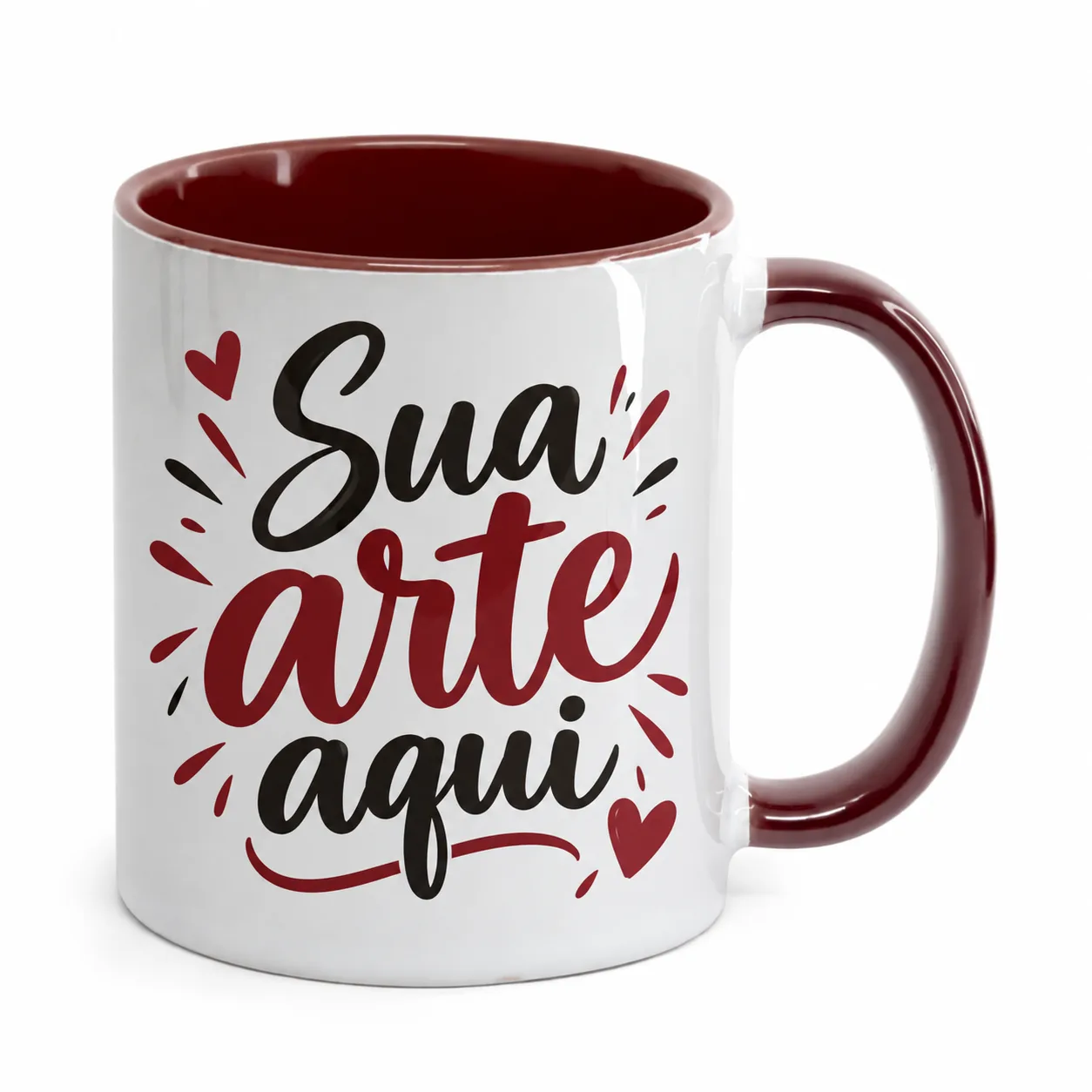Caneca Alça e interior Vinho