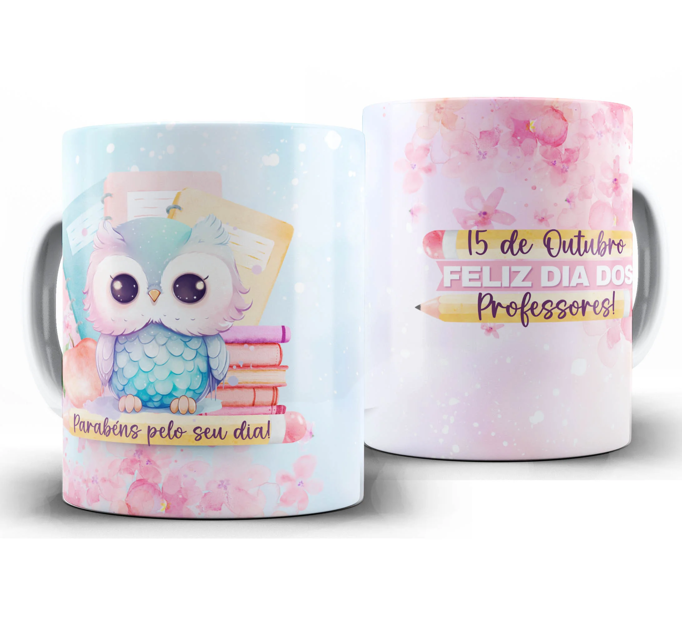 Caneca Personalizada Feliz Dia dos Professores — W26 — Parabéns pelo Seu Dia