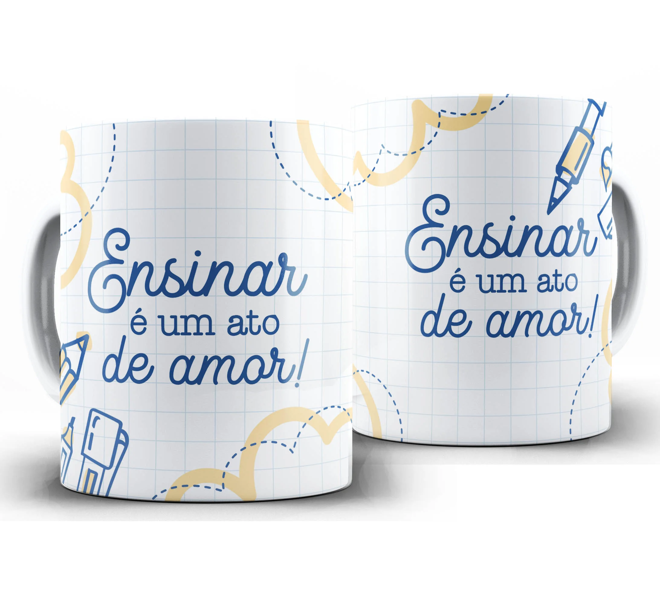 Caneca Personalizada Feliz Dia dos Professores — W37 — Ensinar é um Ato de Amor