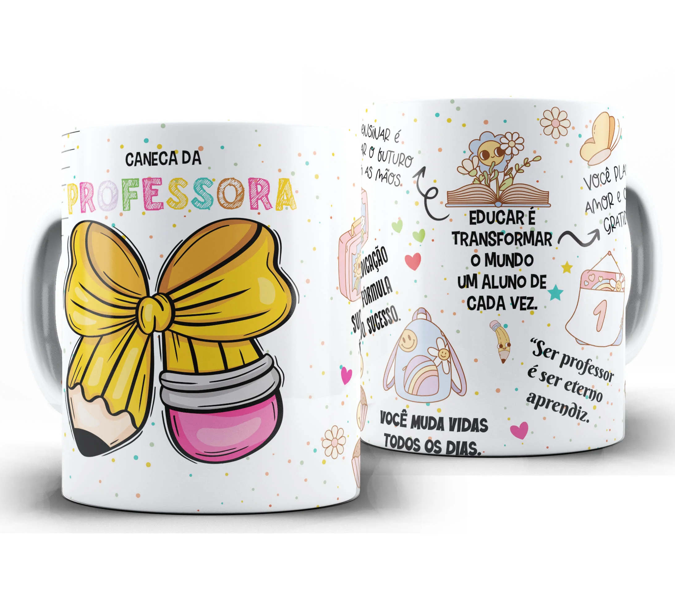 Caneca Personalizada Feliz Dia dos Professores — W44 — Caneca Da Professora Lapiz