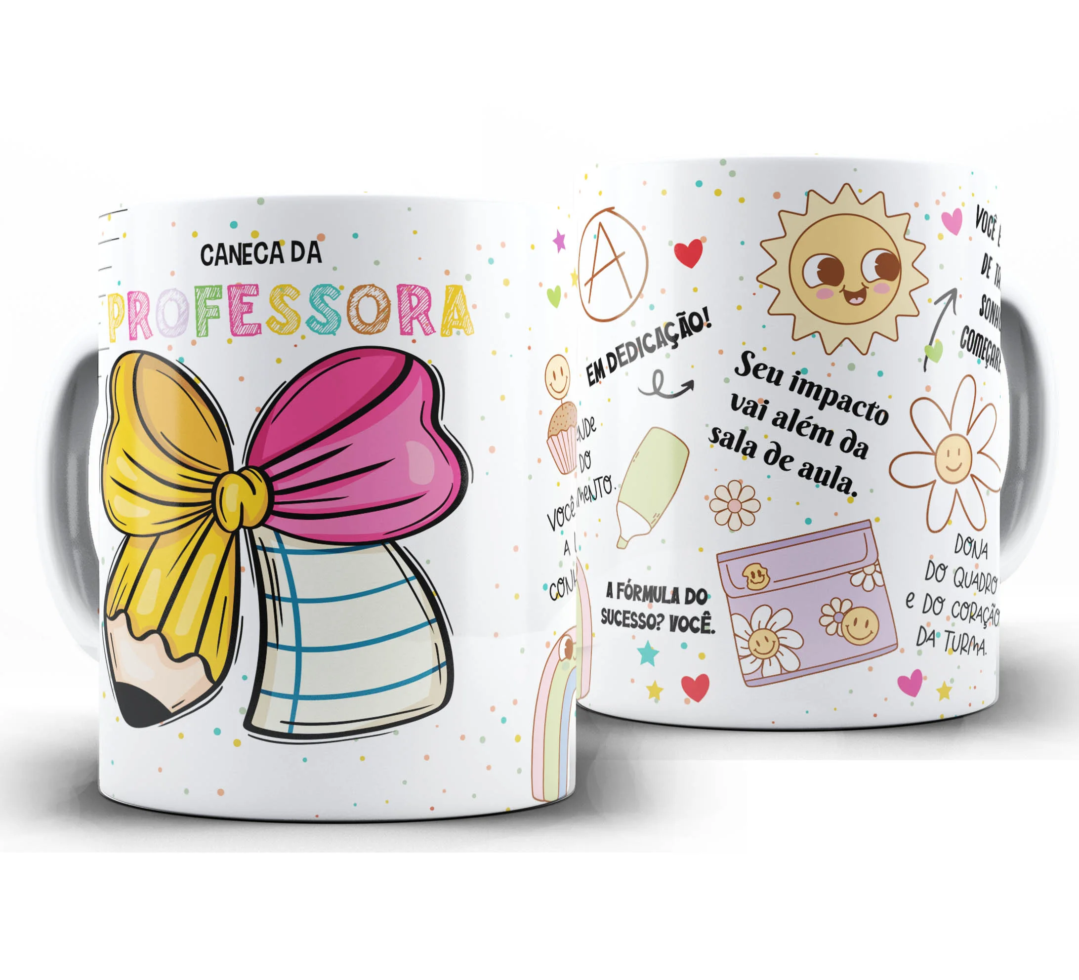 Caneca Personalizada Feliz Dia dos Professores — W45 — Caneca Da Professora Lapiz Bloquinho