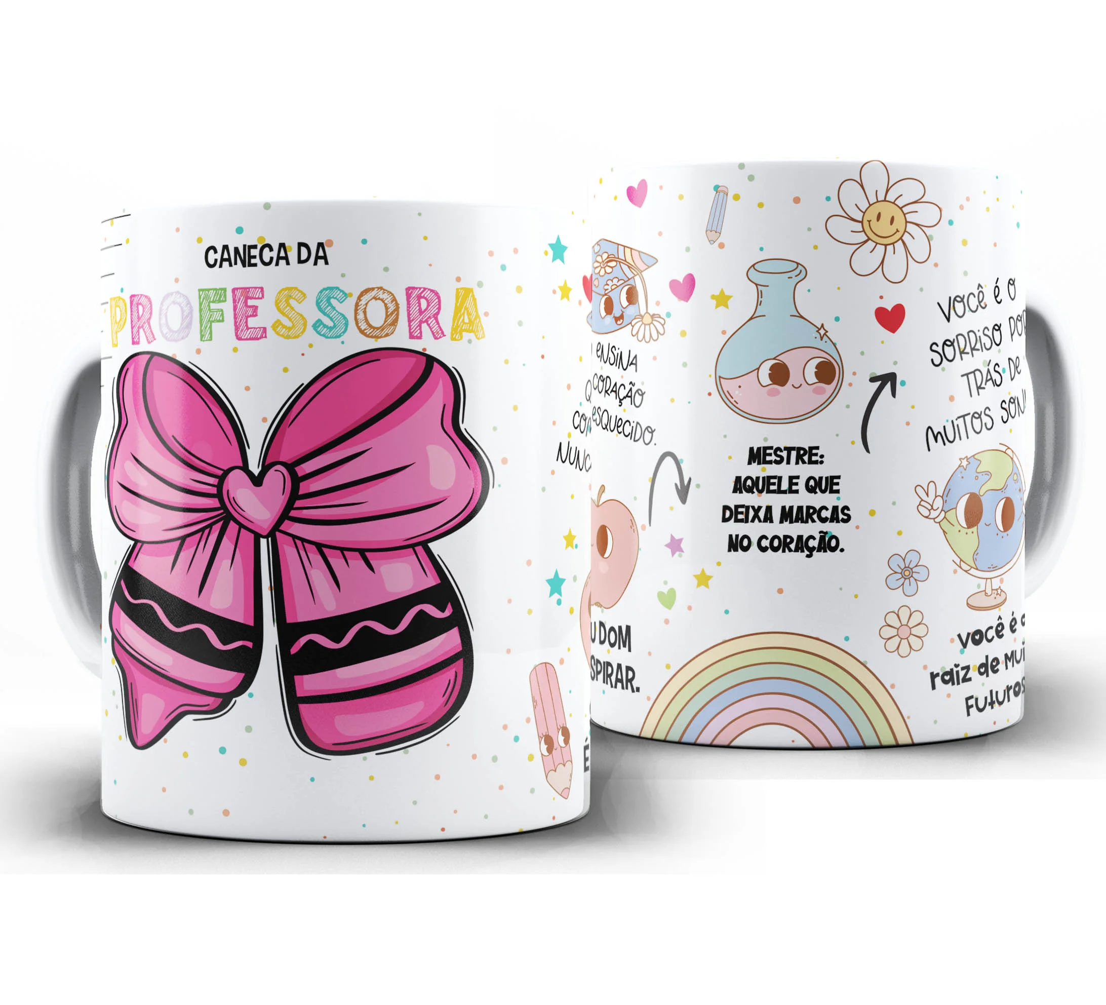 Caneca Personalizada Feliz Dia dos Professores — W46 — Caneca Da Professora Giz Rosa