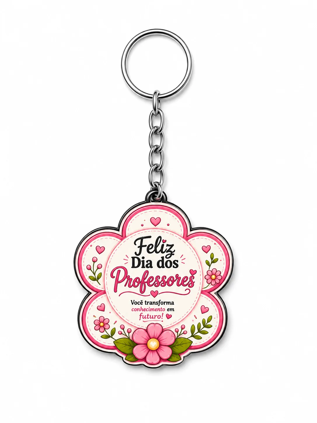 Chaveiro Personalizado Dia dos Professores Flor