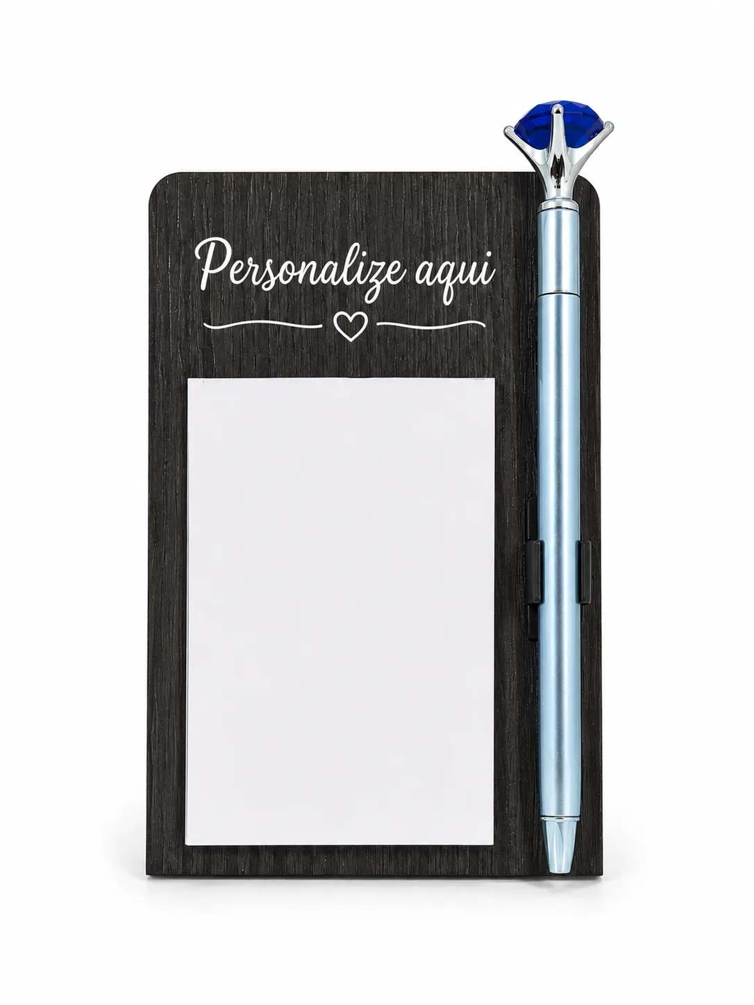 Porta Bloquinho com Porta Caneta Preto  Personalizável