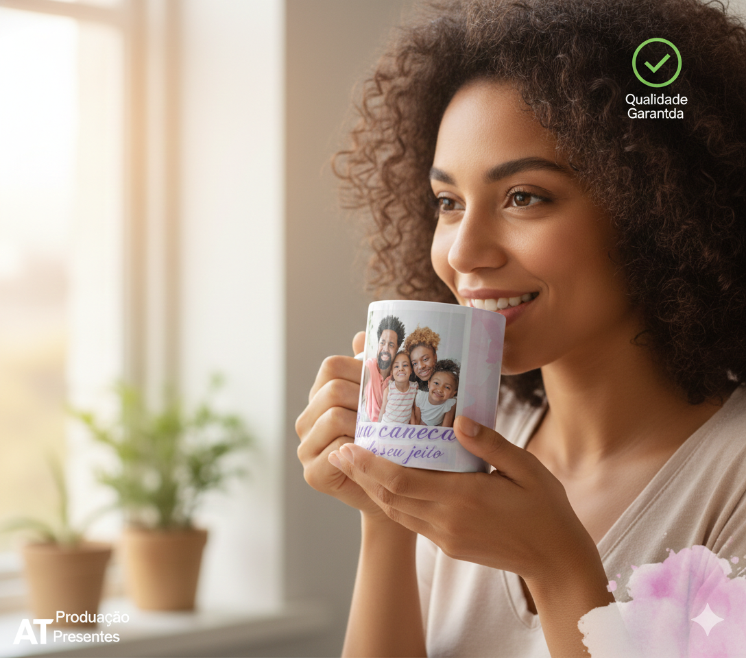 Caneca branca personalizada com foto, frase ou logo 325ml