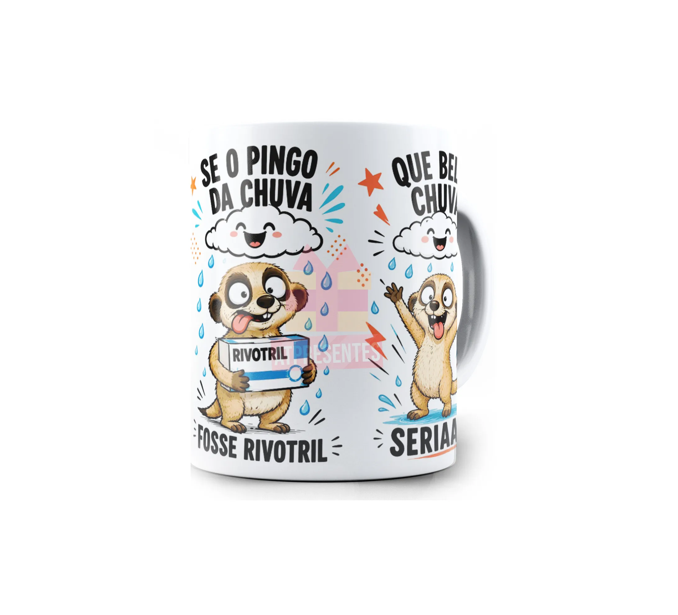 Caneca Divertida – “Se o Pingo da Chuva Fosse Rivotril” Versao Suricato
