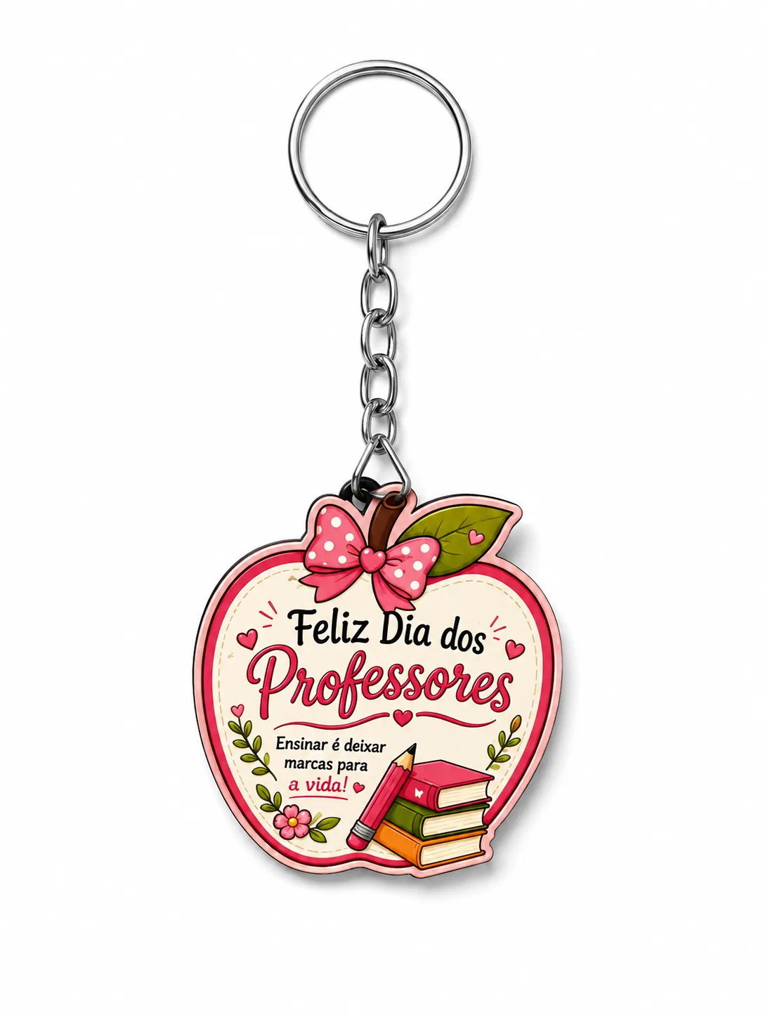 Chaveiro Personalizado Dia dos Professores Maçã