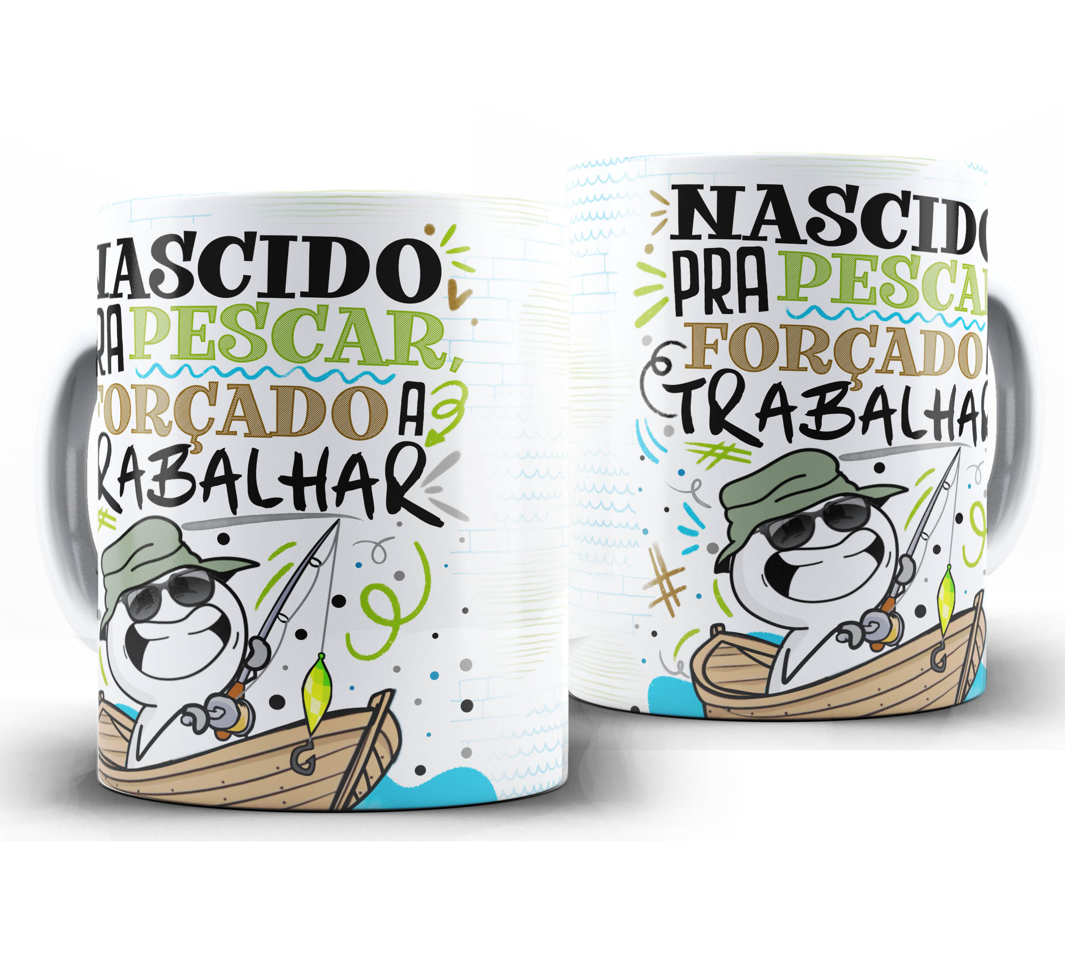 Caneca dia dos Pais W47 - Nascido pra Pescar
