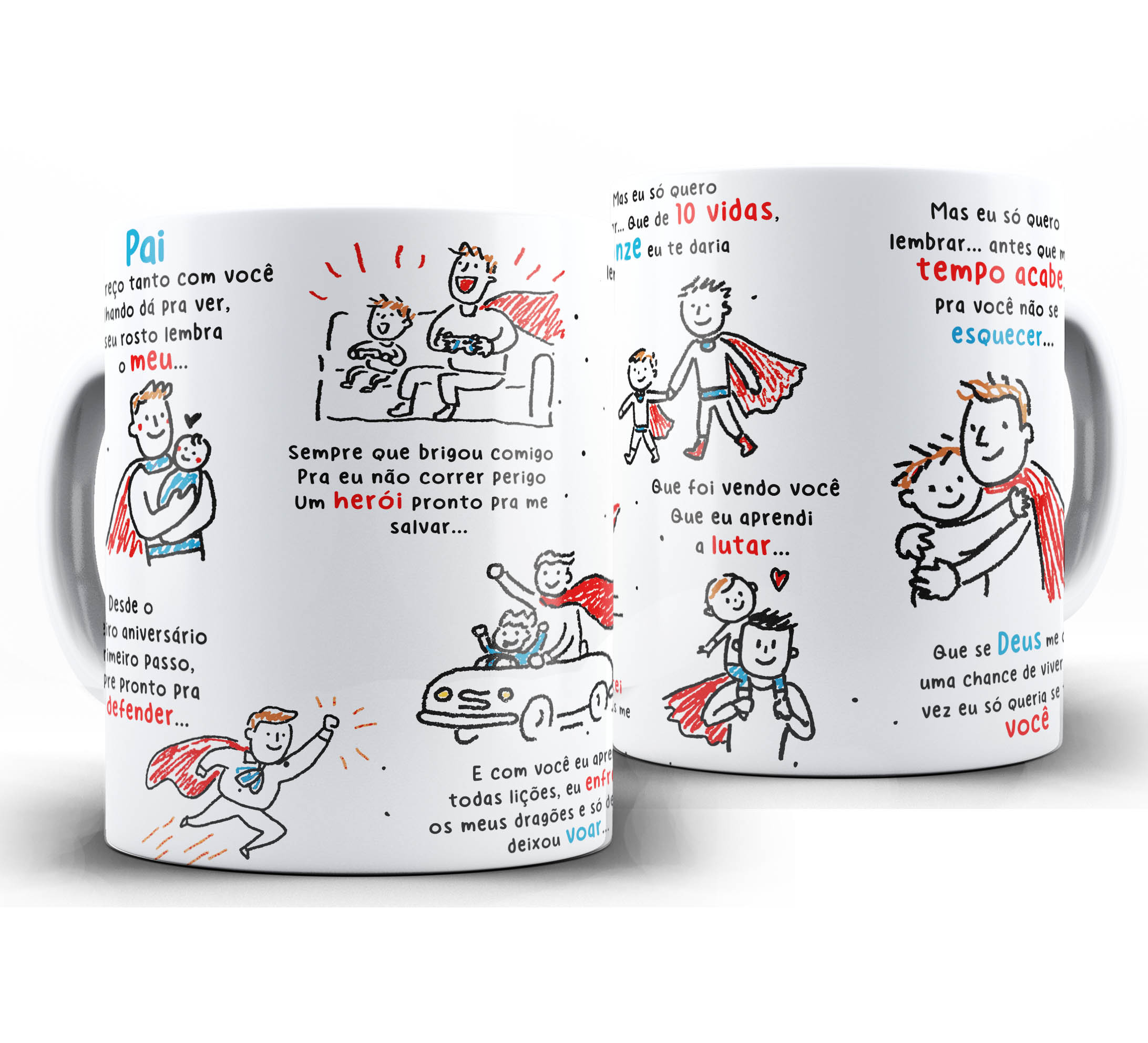 Caneca dia dos Pais W57 - Pai Herói