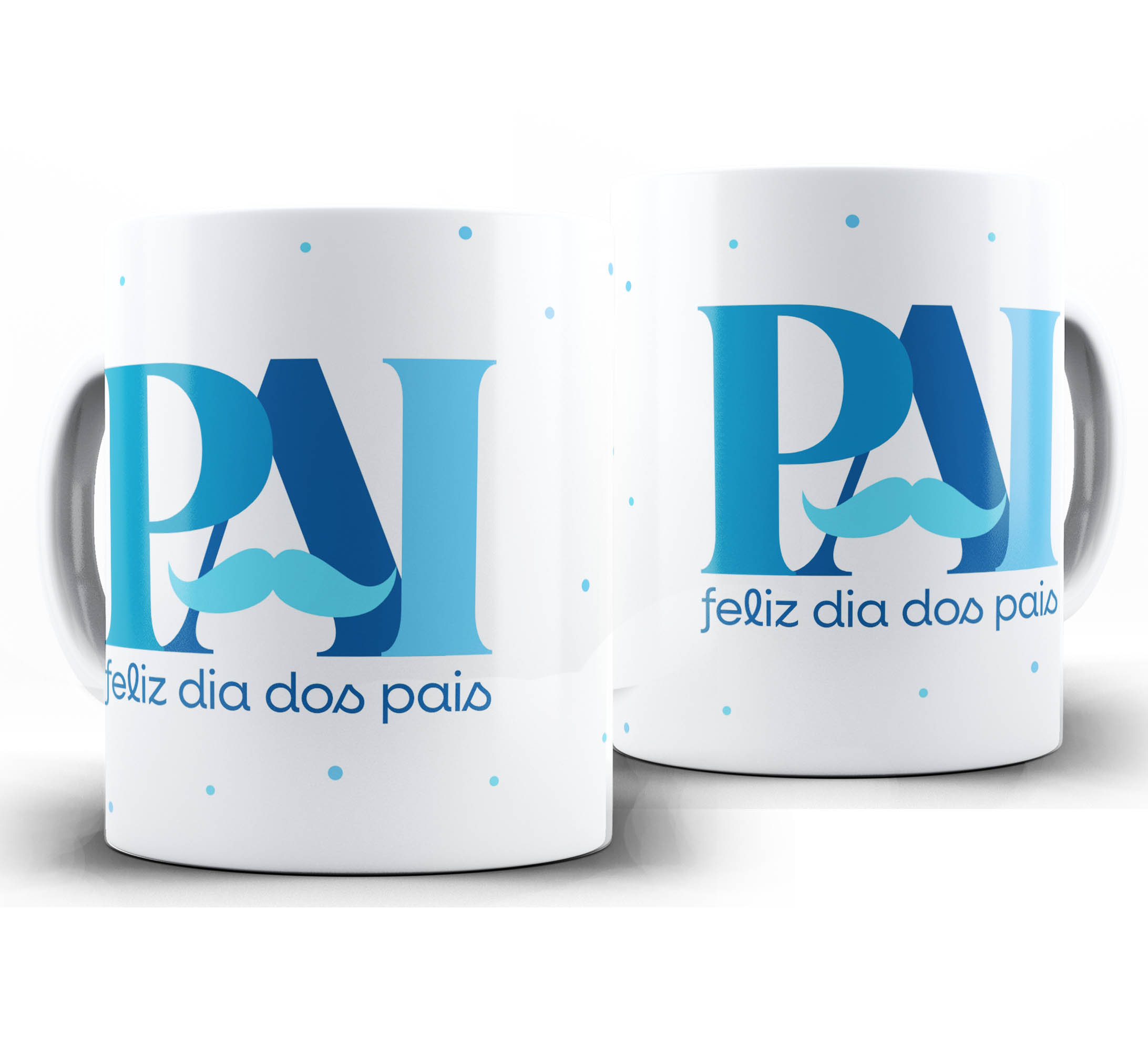 Caneca dia dos Pais W70 - Pai bigode azul
